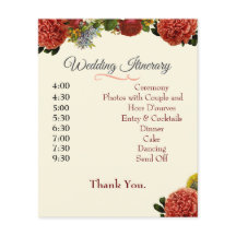 Wedding Programme, reisroute, BOHO Floral Retro