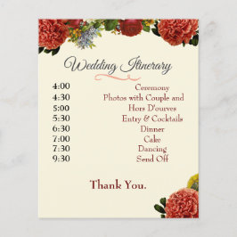 Wedding Programme, reisroute, BOHO Floral Retro