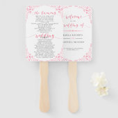 "Wedding Programme" Roze Typografie en  Lijst Handwaaier (Voorkant en achterkant)