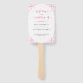 "Wedding Programme" Roze Typografie en Lijst Handwaaier (Achterkant)