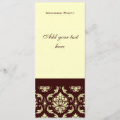 Wedding Programs Brown Cream Damask Programmakaart (Achterkant)