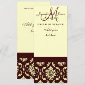 Wedding Programs Brown Cream Damask Programmakaart (Voorkant / Achterkant)