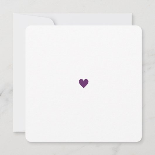 Wedding Purple Heart Modern Minimalist Save The Date (Achterkant)