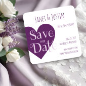 Wedding Purple Heart Modern Minimalist Save The Date