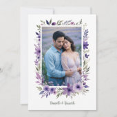 Wedding Purple Shades Flowers Branches Photo Kaart (Voorkant)