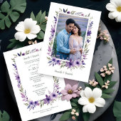 Wedding Purple Shades Flowers Branches Photo Kaart
