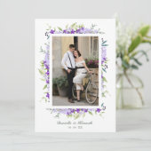 Wedding Purple Shades Flowers & Branches Photo Save The Date (Staand voorkant)