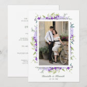 Wedding Purple Shades Flowers & Branches Photo Save The Date (Voorkant / Achterkant)