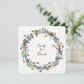 Wedding Pussy Willow Wreath Kaart (Staand voorkant)