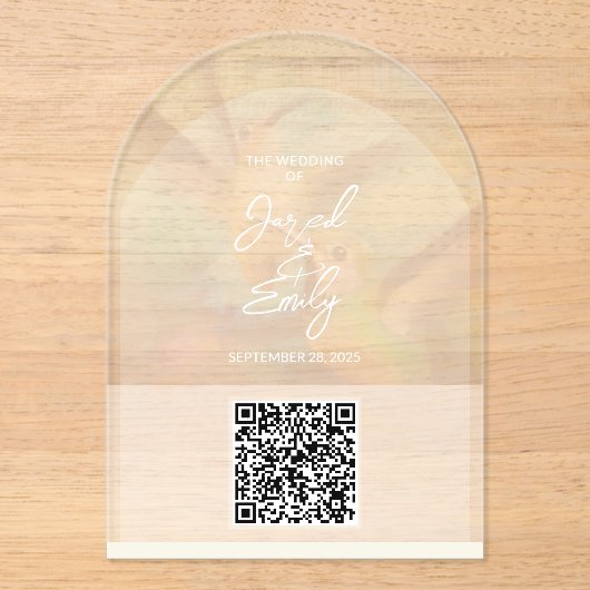 Wedding QR Code Acryl Uitnodiging (Voorkant)