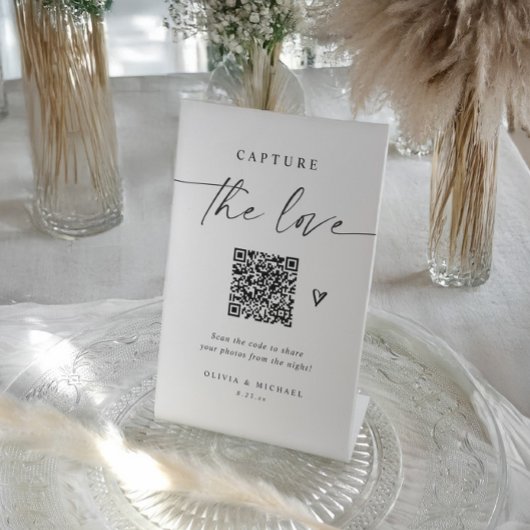 Wedding QR Code Elegant Photo Sharing Reclamebord Met Voetstuk