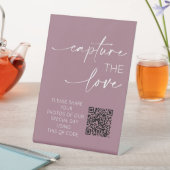 Wedding QR Code Foto App Upload Dusty Pink Reclamebord Met Voetstuk (Insitu)