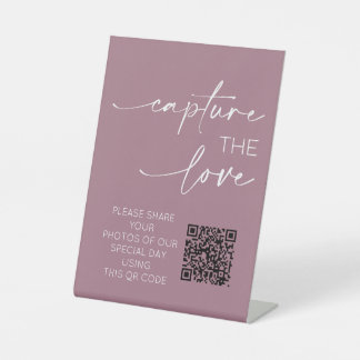 Wedding QR Code Foto App Upload Dusty Pink Reclamebord Met Voetstuk