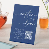 Wedding QR Code Foto App Upload Royal Blue Reclamebord Met Voetstuk (Insitu)