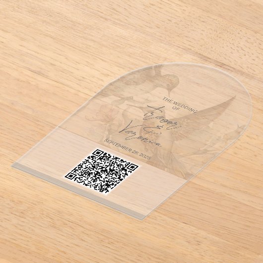 Wedding QR Code Kolibrie Uitnodiging (Laagn)