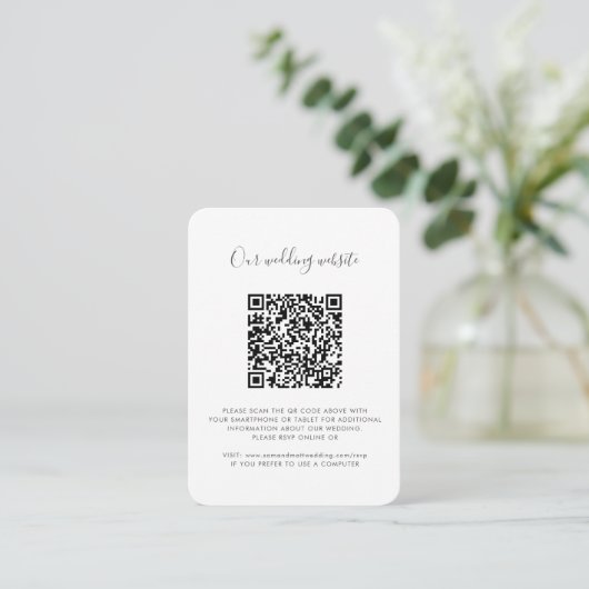Wedding QR Code Photo and Website RSVP Informatiekaartje (Staand voorkant)