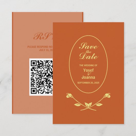 Wedding QR Code RSVP Enclosure Kaart (Voorkant / Achterkant)