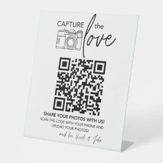 Wedding QR Code Sign | Minimalist Wedding Sign Reclamebord Met Voetstuk