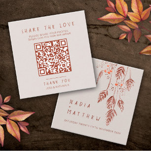 Wedding QR Foto share grass berries brown oranje Informatiekaartje