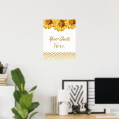 Wedding Quote Gold Daisy Flowers Poster (Thuiskantoor)