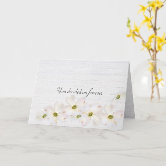 Wedding Quote on Whitewashed Wood Kaart (Gele Bloem)