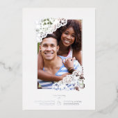 Wedding Real Silver Effect Fancy Overlay Floral Folie Uitnodiging (Voorkant)