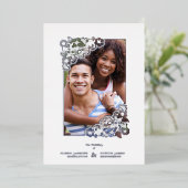 Wedding Real Silver Effect Fancy Overlay Floral Folie Uitnodiging (Staand Voorkant)