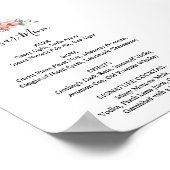 Wedding Receptie Bar Menu Roze Bloemen Script Poster (Hoek)