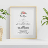 Wedding Receptie Bar Menu Roze Bloemen Script Poster
