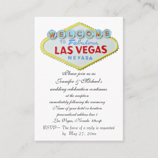 Wedding Receptie Enclosure Vegas Thema Informatiekaartje (Voorkant)