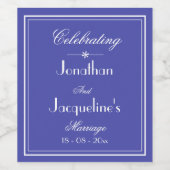 "Wedding Receptie" Script Mooie Blauwe bruiloft Wijn Etiket (Enkel label)