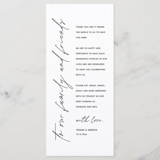 Wedding Reception Dinner Modern Thank You Card Programmakaart (Voorkant)