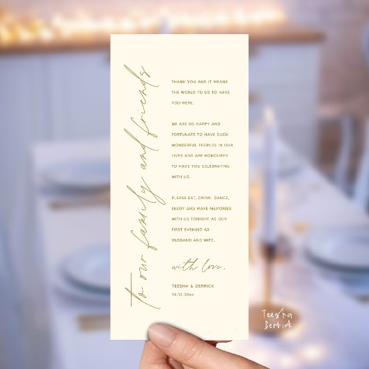 Wedding Reception Dinner Modern Thank You Card Programmakaart