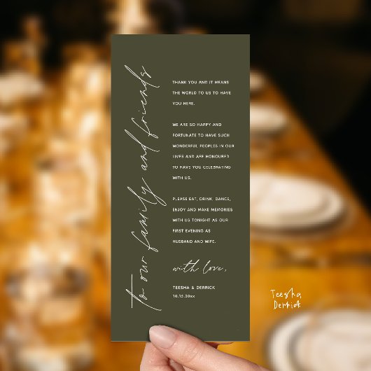 Wedding Reception Dinner Modern Thank You Card Programmakaart