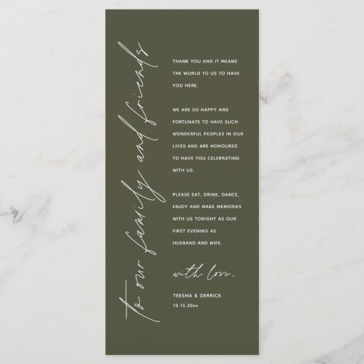 Wedding Reception Dinner Modern Thank You Card Programmakaart (Voorkant)