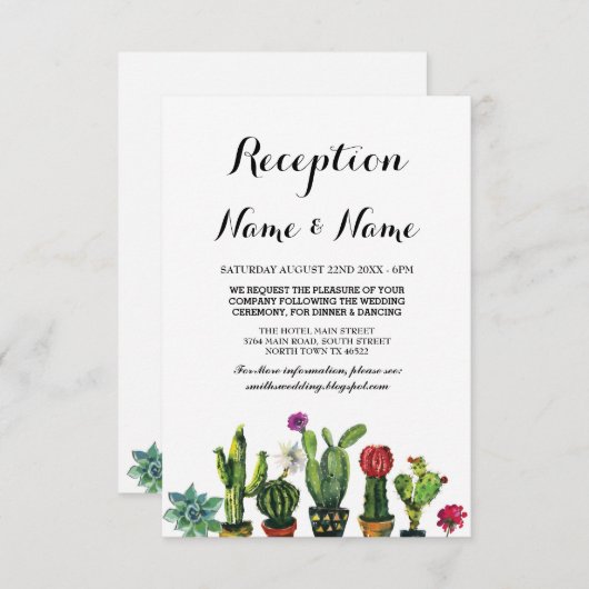 Wedding Reception Fiesta Cactus Mexican inserts Informatiekaartje (Voorkant / Achterkant)