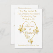Wedding Reception Gold Coloured Heart Butterfly Informatiekaartje (Voorkant / Achterkant)