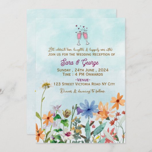 Wedding Reception Invitations Kaart (Voorkant / Achterkant)