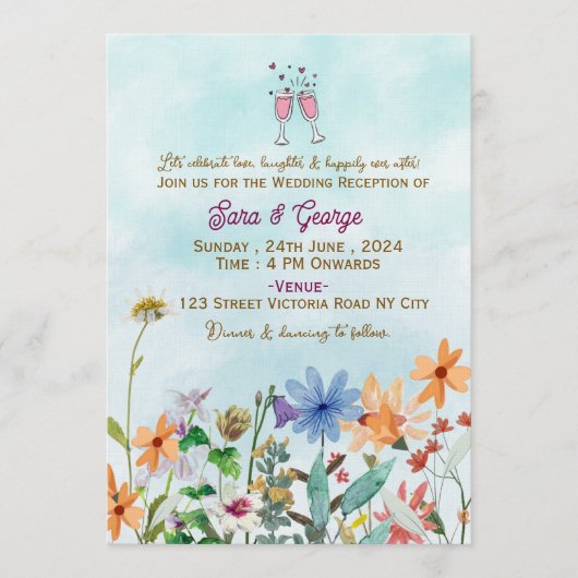 Wedding Reception  Invitations  Kaart (Voorkant)