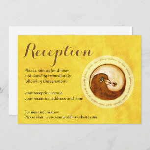 WEDDING RECEPTION INVITE. Gold YinYang-duves Kaart