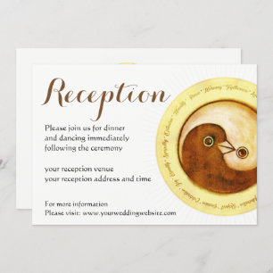 WEDDING RECEPTION INVITE. Gold YinYang-duves Kaart