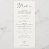 Wedding Reception Menu Elegant Script Sage Green (Voorkant)