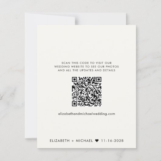 Wedding Reception Save the Date QR Code Cream (Achterkant)