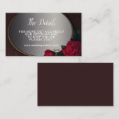 Wedding Red Blush Floral Silver Gray Mirror Detail Informatiekaartje (Voorkant / Achterkant)