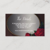 Wedding Red Blush Floral Silver Gray Mirror Detail Informatiekaartje (Voorkant)