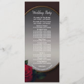 Wedding Red Blush Floral Silver Gray Mirror Programmakaart (Achterkant)