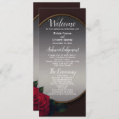 Wedding Red Blush Floral Silver Gray Mirror Programmakaart (Voorkant / Achterkant)