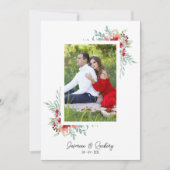 Wedding Red Colorful Shades Flowers Branches Foto Kaart (Voorkant)