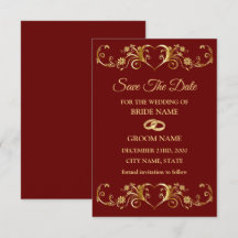Wedding Red Golden Geometric Pattern Elegant