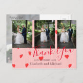 Wedding Red Heart Modern Wedding Bedankt Briefkaart (Voorkant / Achterkant)